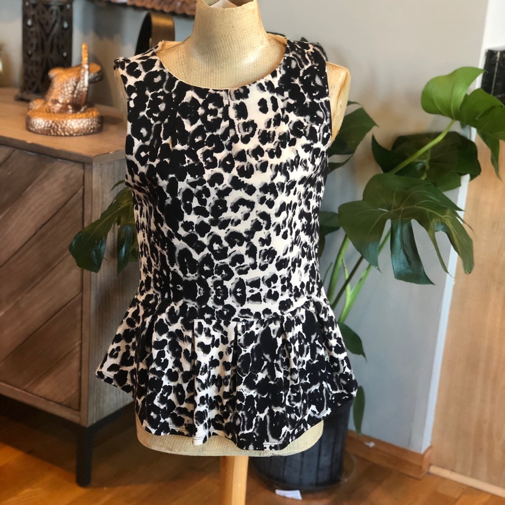 White Leopard Cheetah Peplum Top